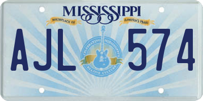 MS license plate AJL574