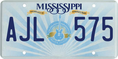 MS license plate AJL575