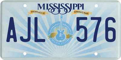 MS license plate AJL576