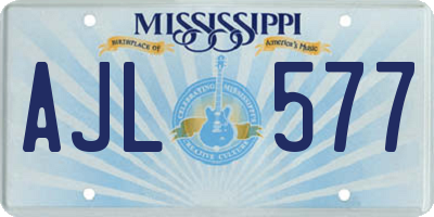 MS license plate AJL577