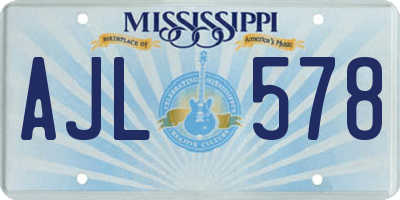 MS license plate AJL578