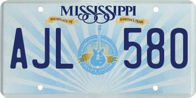 MS license plate AJL580
