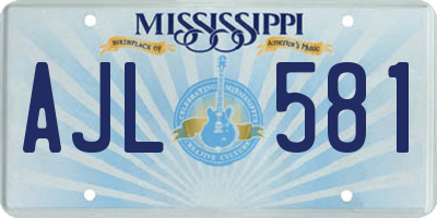 MS license plate AJL581