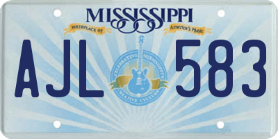 MS license plate AJL583