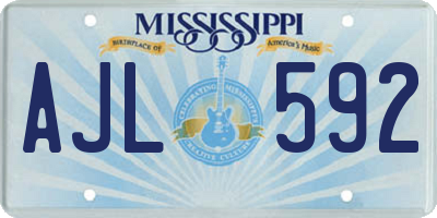 MS license plate AJL592