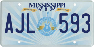 MS license plate AJL593