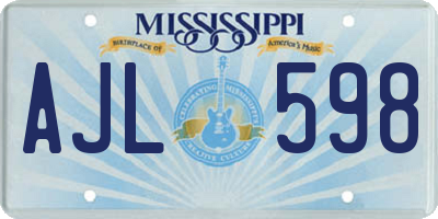 MS license plate AJL598