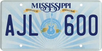MS license plate AJL600
