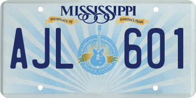 MS license plate AJL601