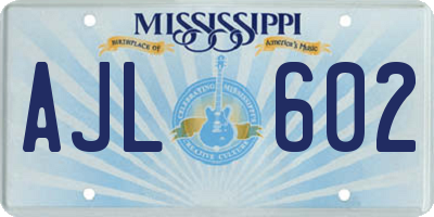 MS license plate AJL602