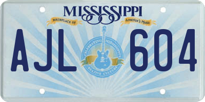MS license plate AJL604