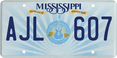 MS license plate AJL607