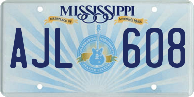 MS license plate AJL608