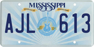 MS license plate AJL613