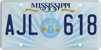MS license plate AJL618