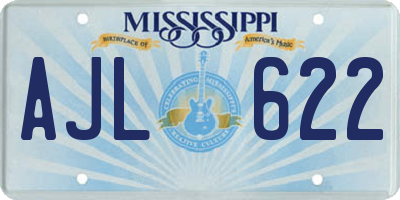 MS license plate AJL622