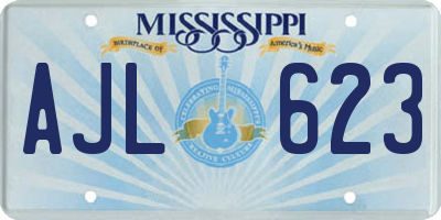 MS license plate AJL623