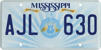 MS license plate AJL630