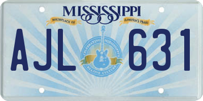 MS license plate AJL631