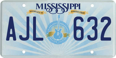 MS license plate AJL632