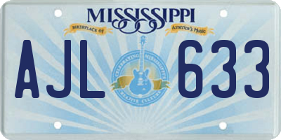 MS license plate AJL633