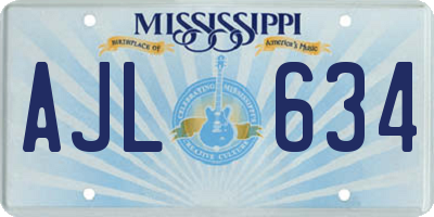 MS license plate AJL634