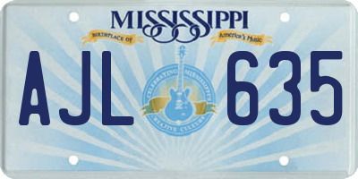 MS license plate AJL635
