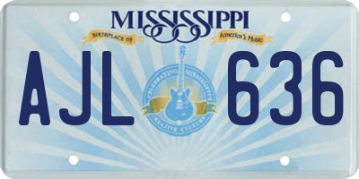 MS license plate AJL636