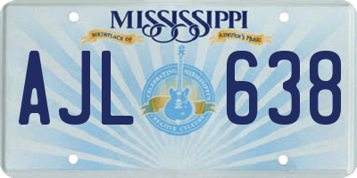 MS license plate AJL638