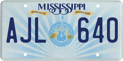 MS license plate AJL640