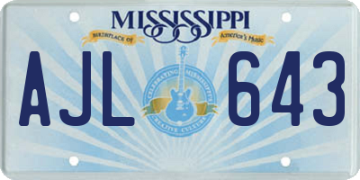 MS license plate AJL643