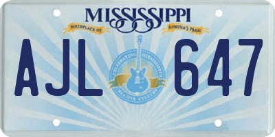 MS license plate AJL647