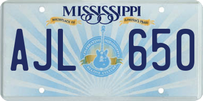 MS license plate AJL650