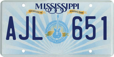MS license plate AJL651