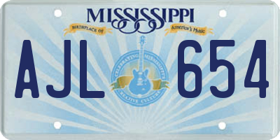 MS license plate AJL654