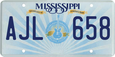 MS license plate AJL658