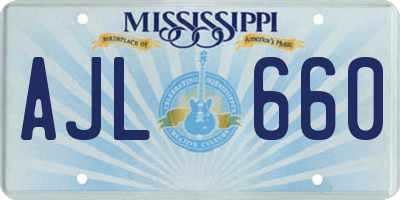 MS license plate AJL660