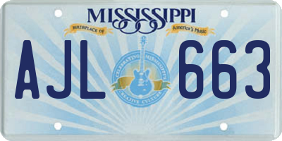 MS license plate AJL663