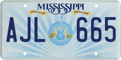 MS license plate AJL665