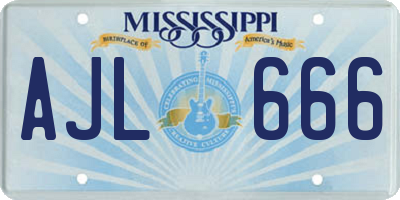 MS license plate AJL666