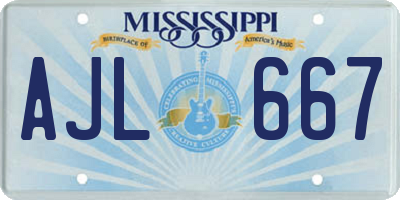 MS license plate AJL667