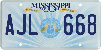MS license plate AJL668