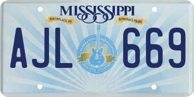 MS license plate AJL669