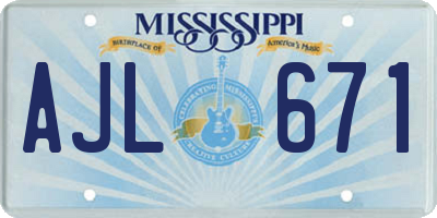 MS license plate AJL671