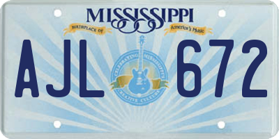 MS license plate AJL672