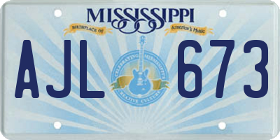 MS license plate AJL673