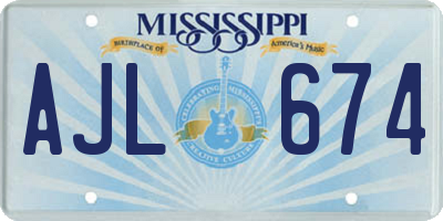 MS license plate AJL674