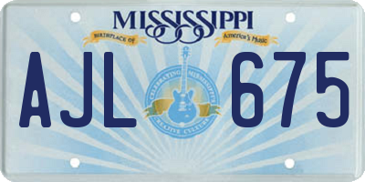 MS license plate AJL675