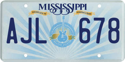 MS license plate AJL678