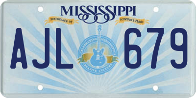 MS license plate AJL679